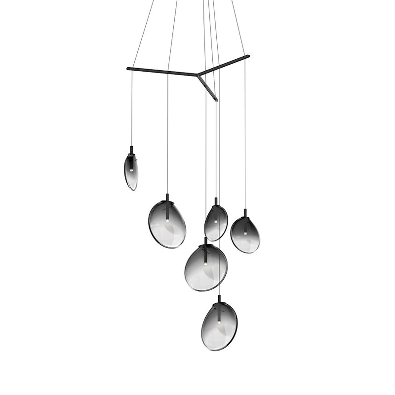 Sonneman Cantina 6 Light Tri Spreader LED Pendant, Satin Black/Smoke - 2996-25K