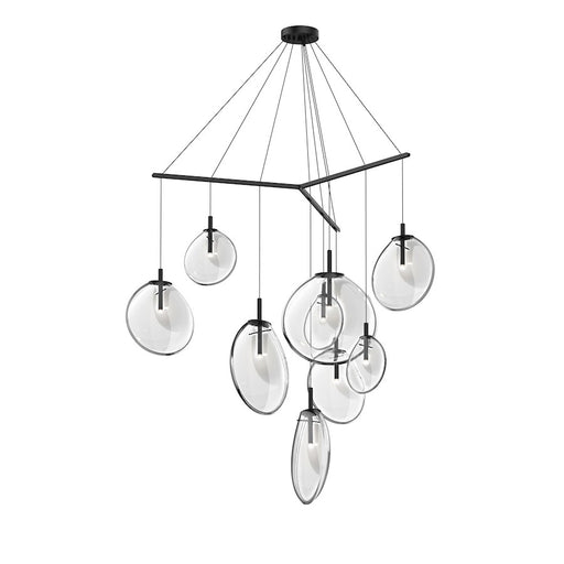 Sonneman Cantina 9 Light Tri Spreader LED Pendant, Satin Black/Clear - 2997-25C