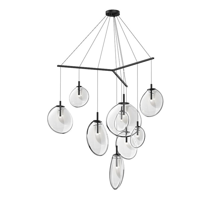 Sonneman Cantina 9 Light Tri Spreader LED Pendant, Satin Black/Clear - 2997-25C