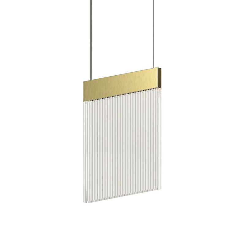 Sonneman V Panels 1 Light Pendant, Brass/Clear - 3090-14