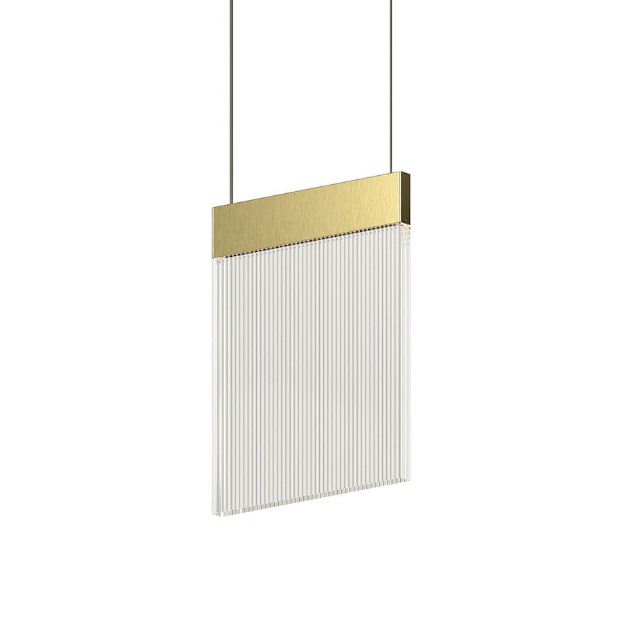 Sonneman V Panels 1 Light Pendant, Brass/Clear - 3090-14
