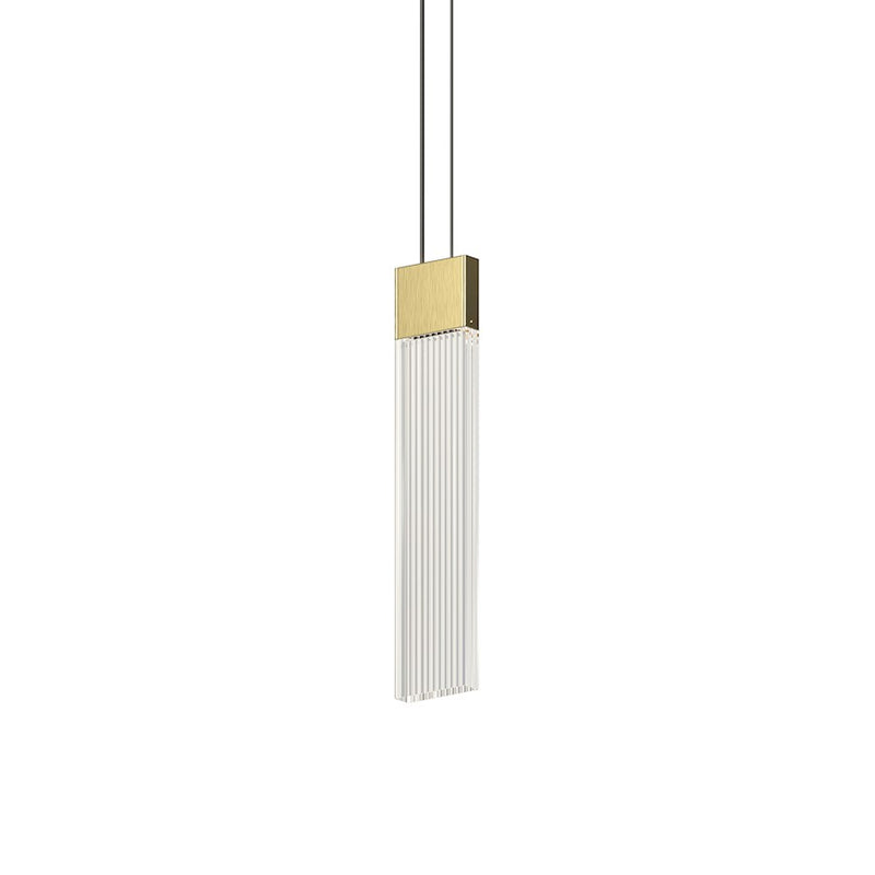 Sonneman V Panels 1 Light Thin Pendant, Brass/Clear - 3091-14