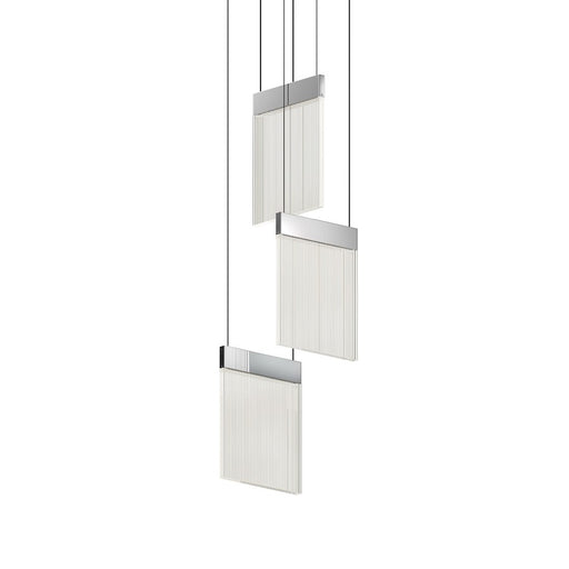 Sonneman V Panels 3 Light Pendant, Polished Chrome/Clear - 3092-01