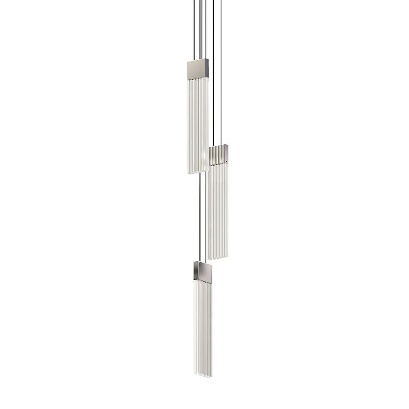 Sonneman V Panels 3 Light Thin Pendant, Polished Chrome/Clear - 3093-01