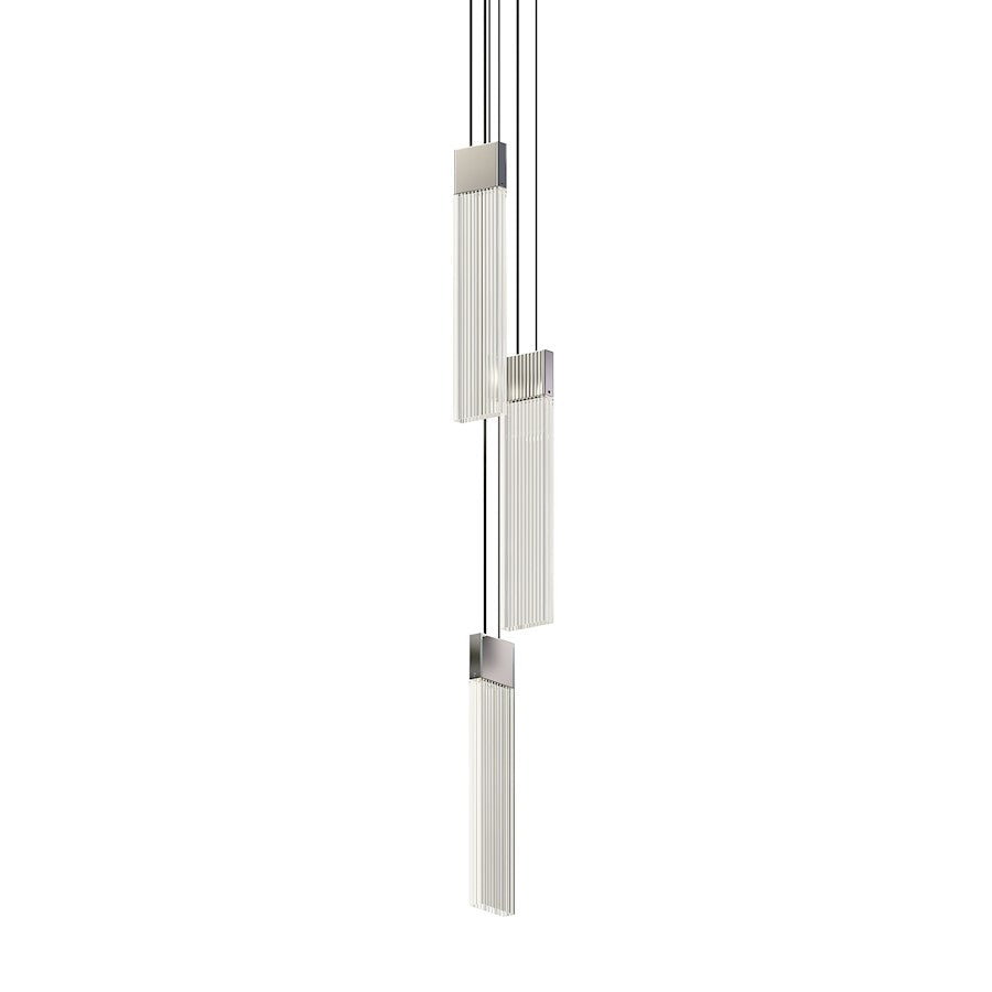 Sonneman V Panels 3 Light Thin Pendant, Polished Chrome/Clear - 3093-01