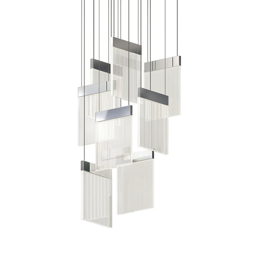 Sonneman V Panels 8 Light Pendant, Polished Chrome/Clear - 3094-01