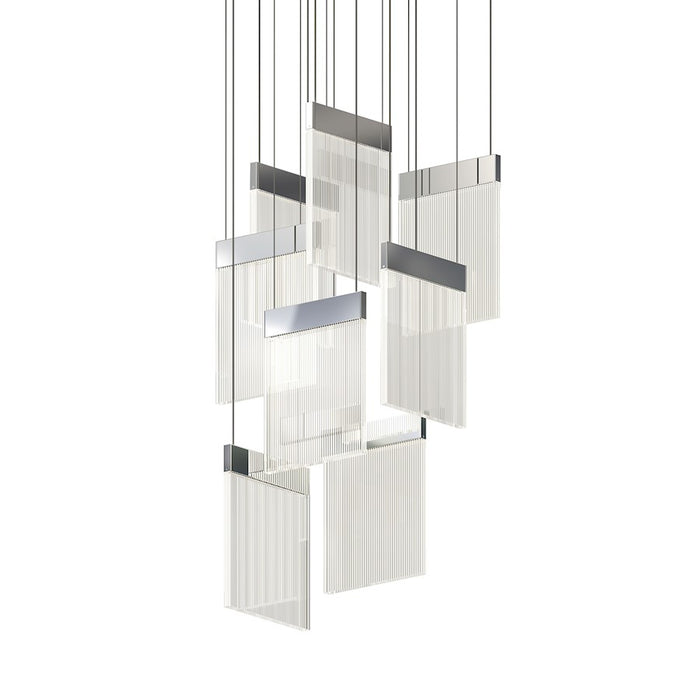 Sonneman V Panels 8 Light Pendant, Polished Chrome/Clear - 3094-01