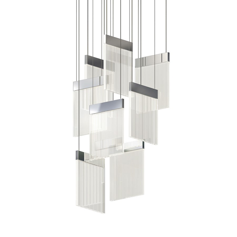 Sonneman V Panels 8 Light Pendant, Polished Chrome/Clear - 3094-01