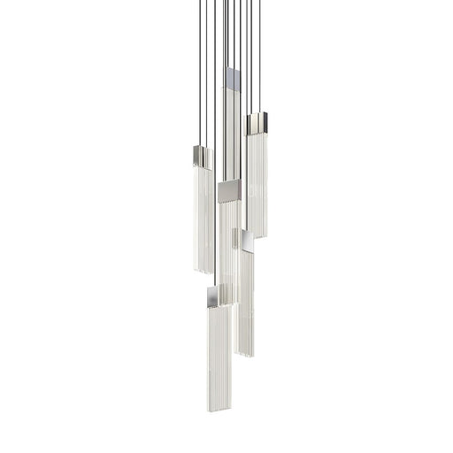 Sonneman V Panels 6 Light Thin Pendant, Polished Chrome/Clear - 3095-01