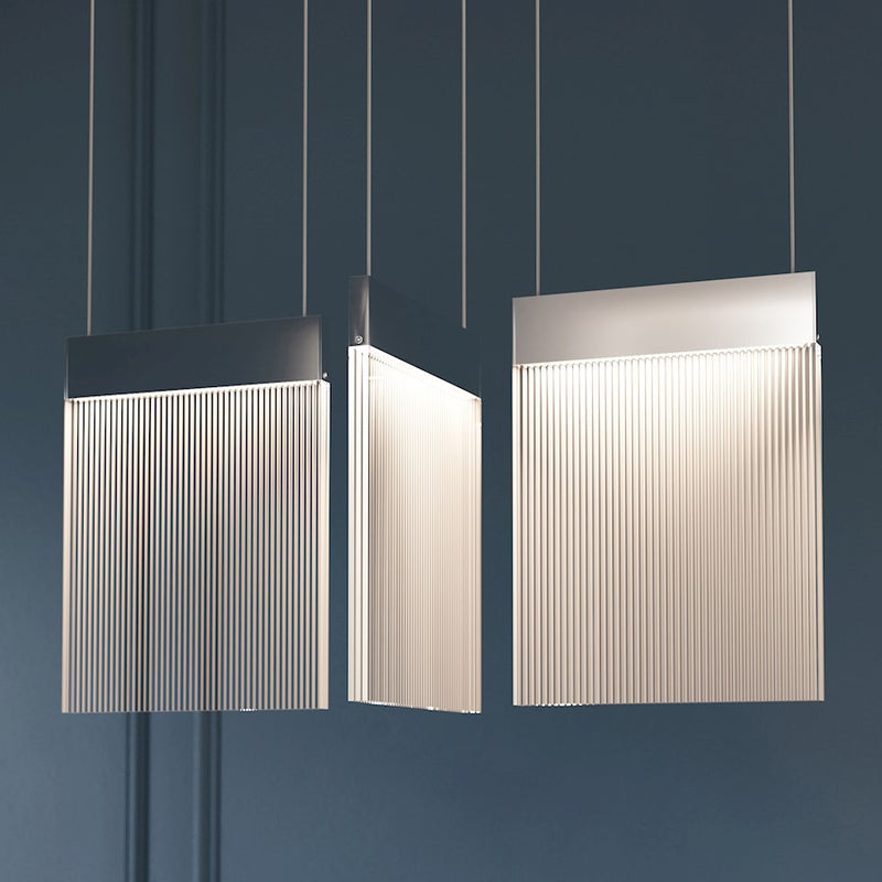 Sonneman V Panels 7 Light Bar Pendant, Polished Chrome/Clear