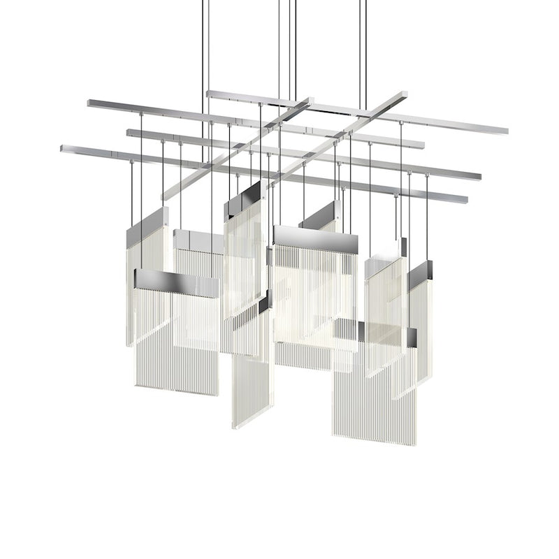 Sonneman V Panels 11 Light 48" Pendant, Polished Chrome/Clear - 3097-01
