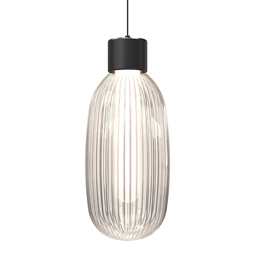 Sonneman Friso 1 Light LED Pendant, Satin Black/Clear - 3101-25-J20