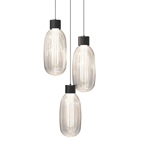 Sonneman Friso 3 Light LED Pendant, Satin Black/Clear - 3103-25-J20