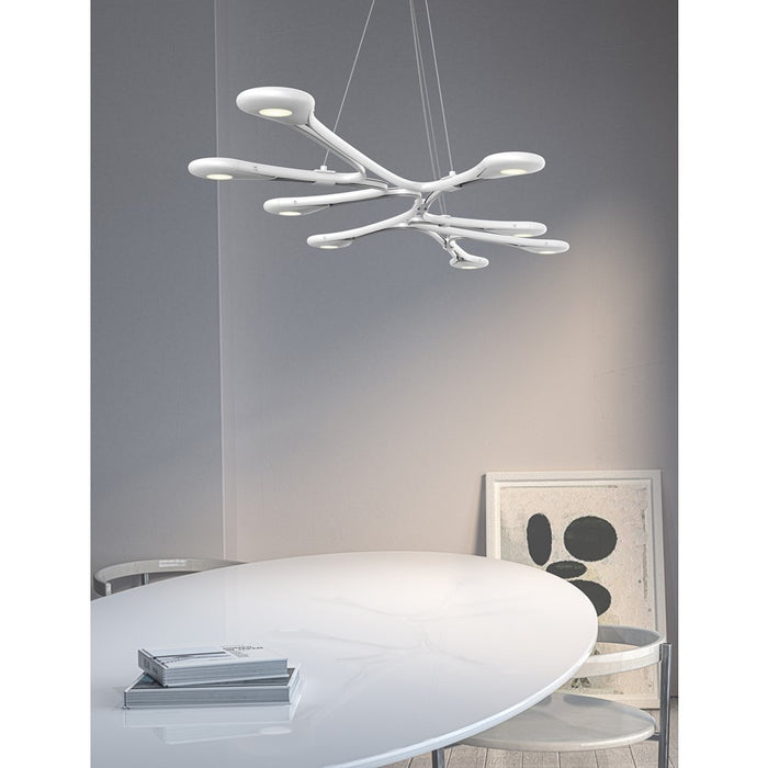 Sonneman Abstraction 8 Light 54" LED Pendant, White/Satin White