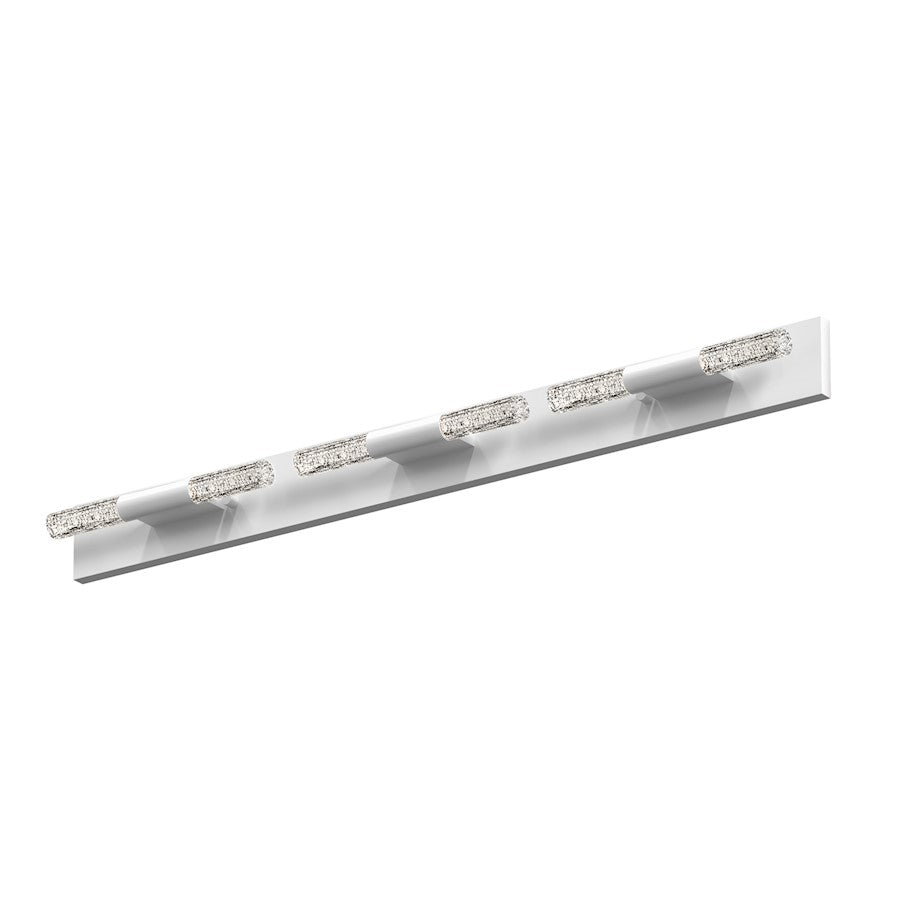 Sonneman Crystal Rods 6 Light LED Bath Bar, Satin White/Clear - 3803-03C