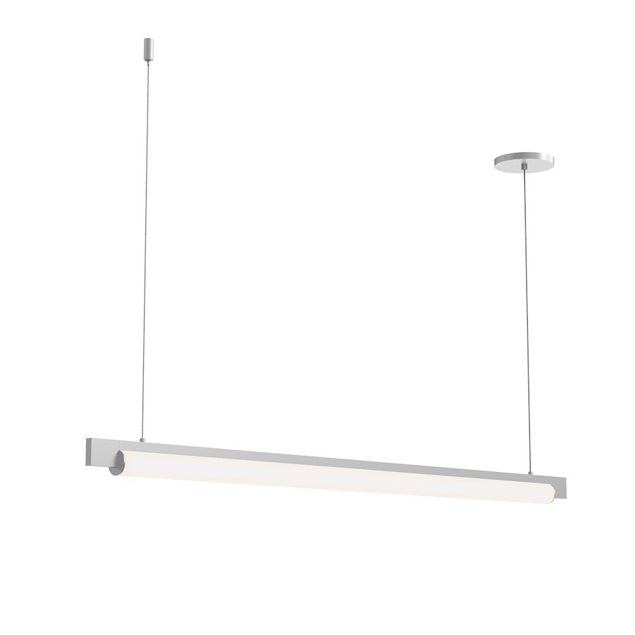 Sonneman Keel 1 Light LED 44" Pendant, Bright Satin Aluminum/White - 3826-16-J20