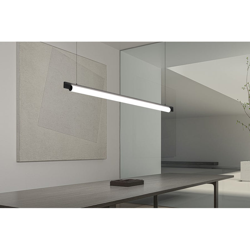 Sonneman Keel 1 Light LED 60" Pendant, Satin Black/White