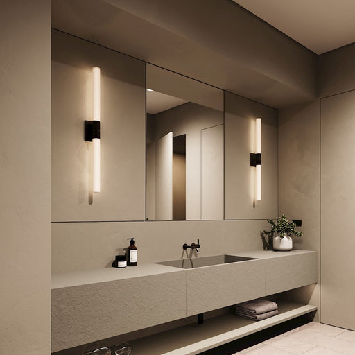 Sonneman Scepter 2 Light 36" Bath Bar, Black Brass/White