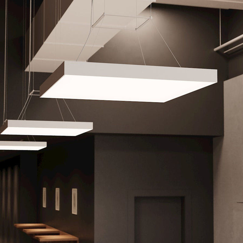 Sonneman Pi 1 Light 30" Square LED Pendant, Satin White/Satin White