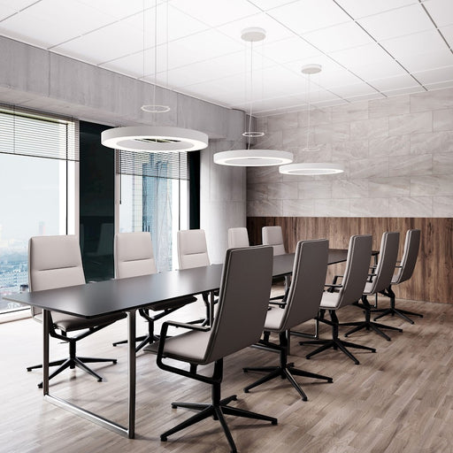 Sonneman Pi 1 Light 30" Round Pendant, Satin White/Satin White