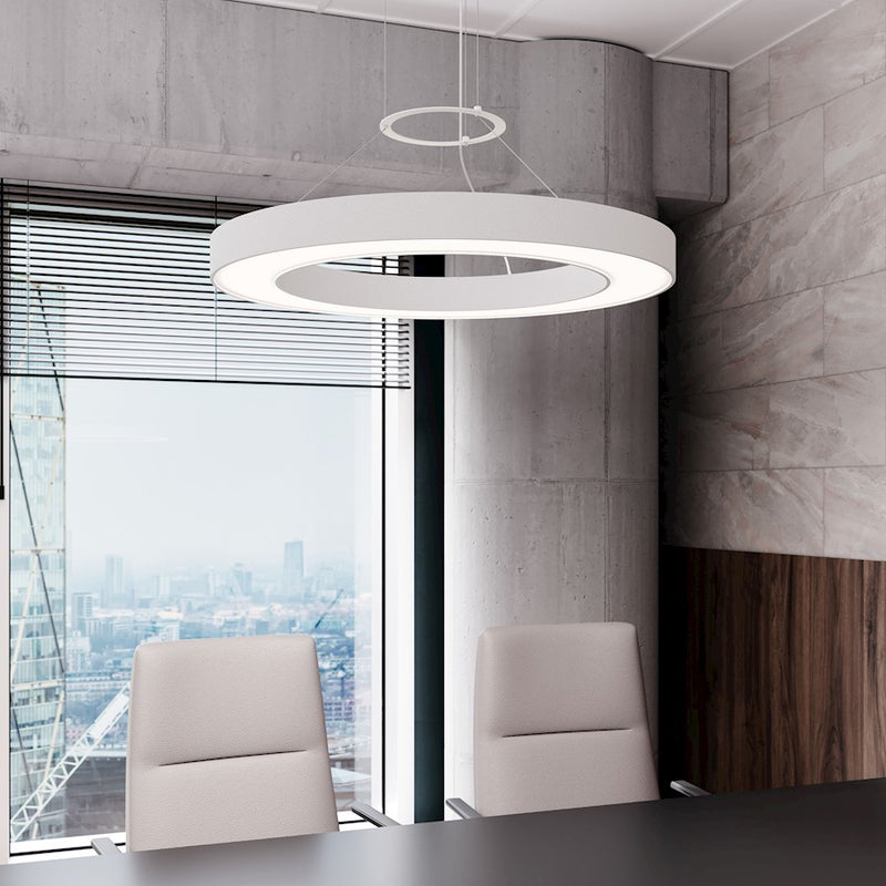 Sonneman Pi 1 Light 30" Round Pendant, Satin White/Satin White