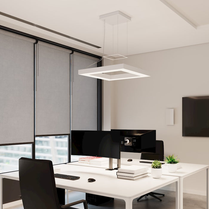 Sonneman Pi 1Lt 30" Square LED Ring Pendant, Satin White