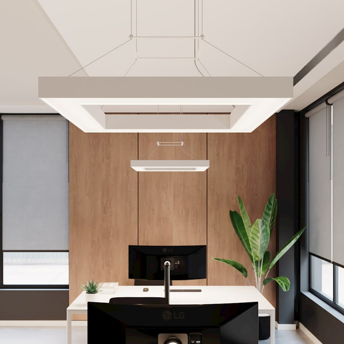 Sonneman Pi 1Lt 30" Square LED Ring Pendant, Satin White