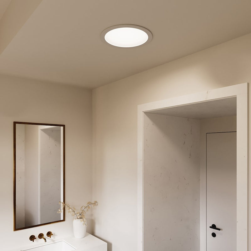 Sonneman Pi 1 Light Round Recessed Mount, Satin White/White