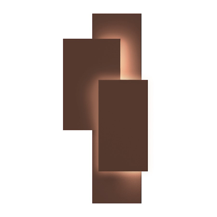 Sonneman Offset Panels 1 Light LED Wall Sconce, Textured Bronze - 7110-72-WL