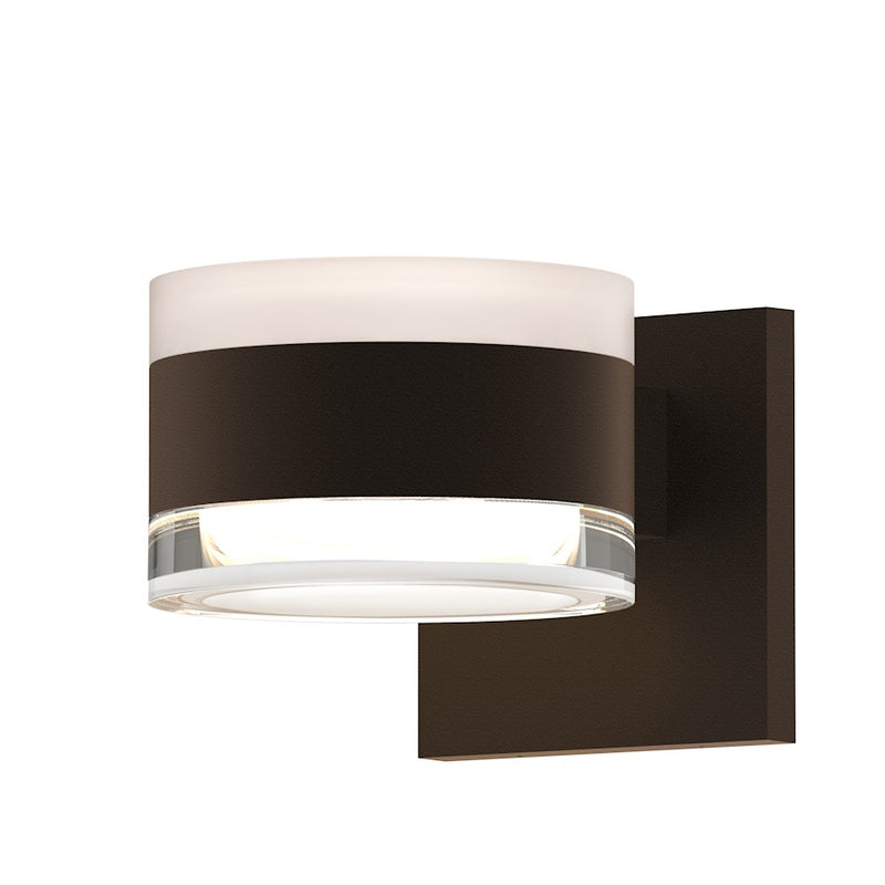 Sonneman Reals 2-Lt 3" Up/Down LED Sconce, BZ/WH/CLR Cylinder - 7302-FW-FH-72-WL