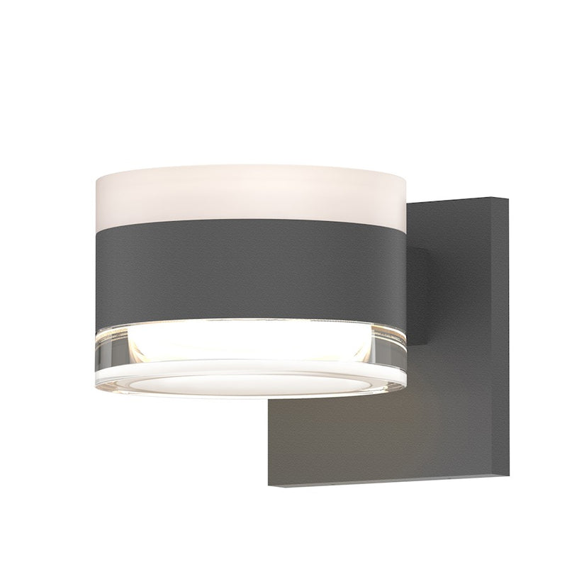 Sonneman Reals 2-Lt 3" Up/Down LED Sconce, GY/WH/CLR Cylinder - 7302-FW-FH-74-WL