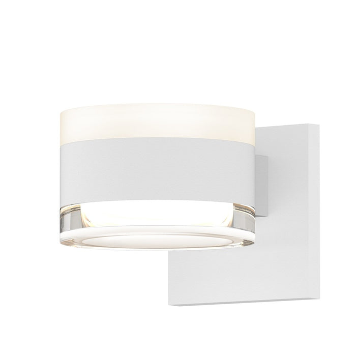 Sonneman Reals 2-Lt 3" Up/Down LED Sconce, WH/WH/CLR Cylinder - 7302-FW-FH-98-WL