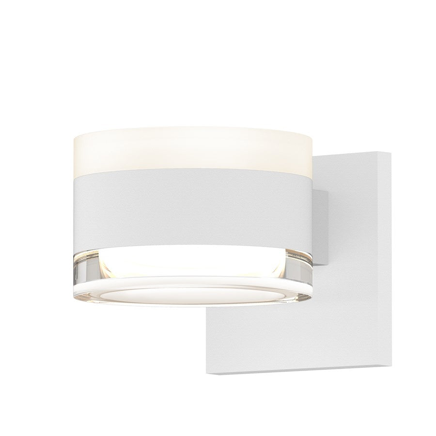 Sonneman Reals 2-Lt 3" Up/Down LED Sconce, WH/WH/CLR Cylinder - 7302-FW-FH-98-WL