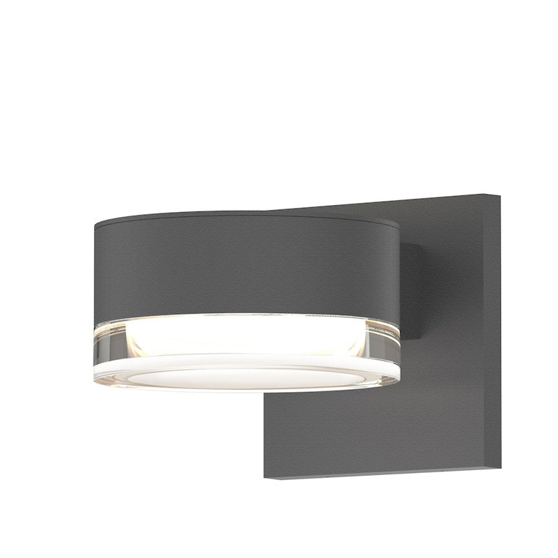 Sonneman Reals 2-Lt 2.5" Up/Down LED Sconce, GY/CLR Cylinder - 7302-PL-FH-74-WL