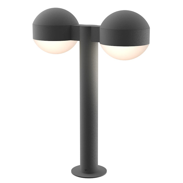 Sonneman Reals 2 Light 17" LED Double Bollard, Gray/Dome Lens - 7306-DC-DL-74-WL