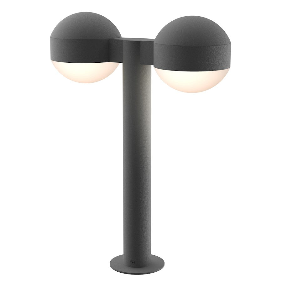 Sonneman Reals 2 Light 17" LED Double Bollard, Gray/Dome Lens - 7306-DC-DL-74-WL
