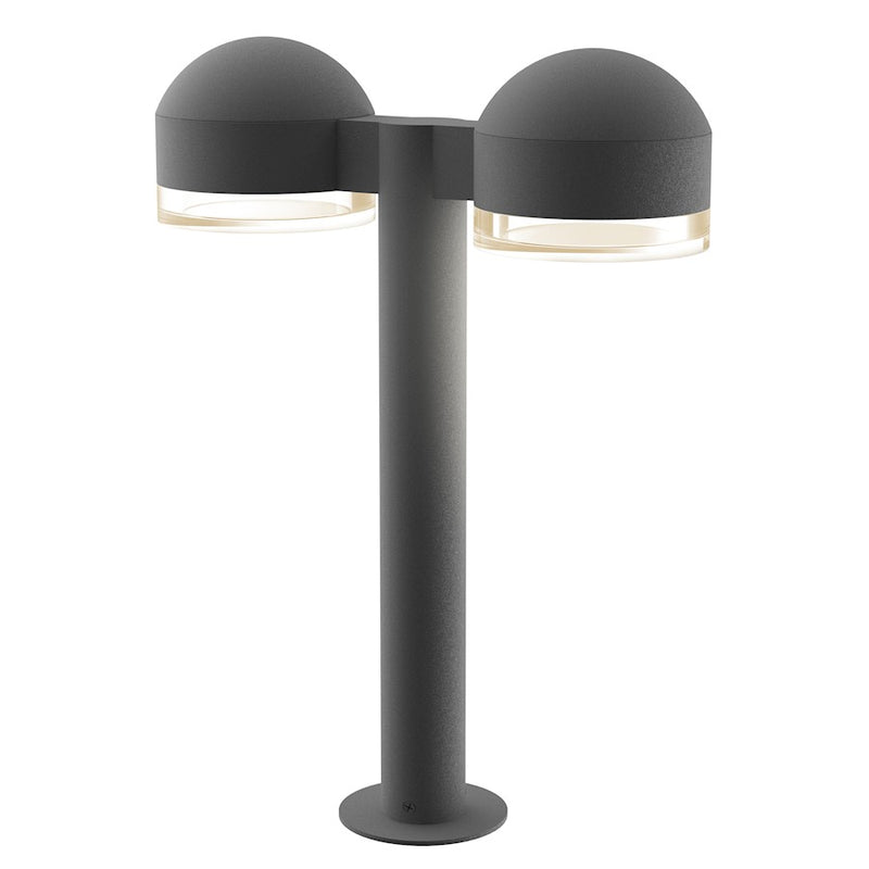 Sonneman Reals 2-Lt 17" LED Double Bollard, GY/CLR Cylinder - 7306-DC-FH-74-WL