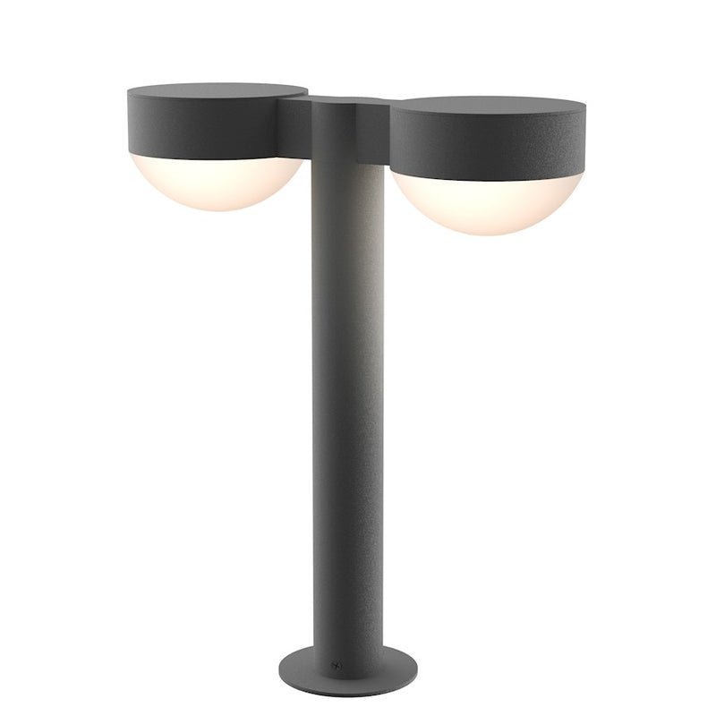 Sonneman Reals 2 Light 16" LED Double Bollard, Gray/Dome Lens - 7306-PC-DL-74-WL