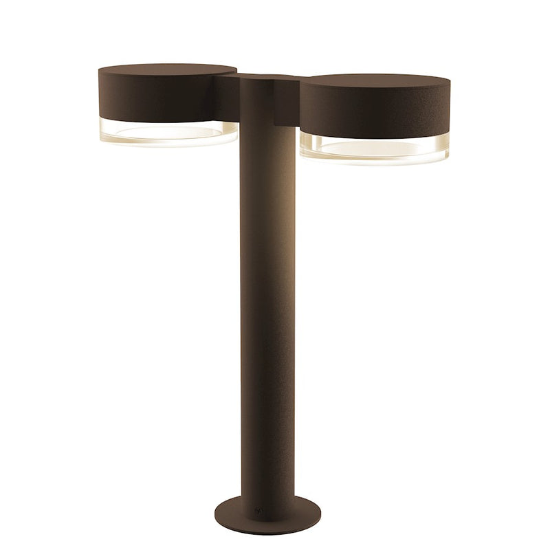 Sonneman Reals 2-Lt 16" LED Double Bollard, BZ/CLR Cylinder - 7306-PC-FH-72-WL