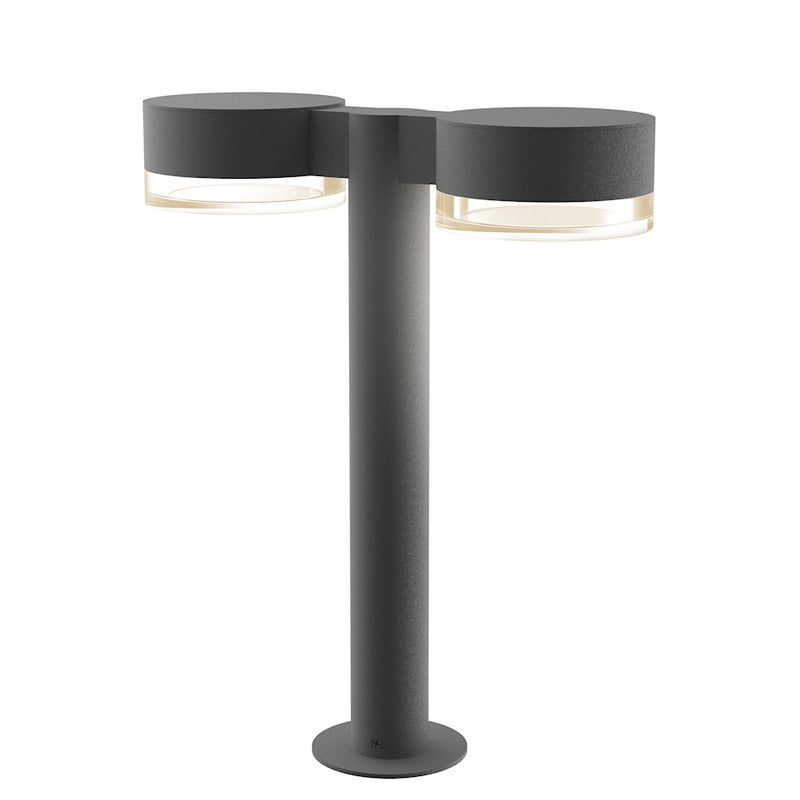Sonneman Reals 2-Lt 16" LED Double Bollard, GY/CLR Cylinder - 7306-PC-FH-74-WL