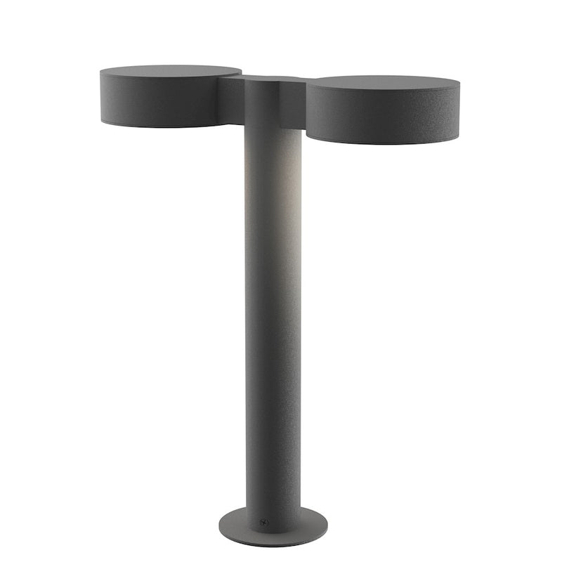 Sonneman Reals 2 Light 16" LED Double Bollard, Gray/Plate - 7306-PC-PL-74-WL