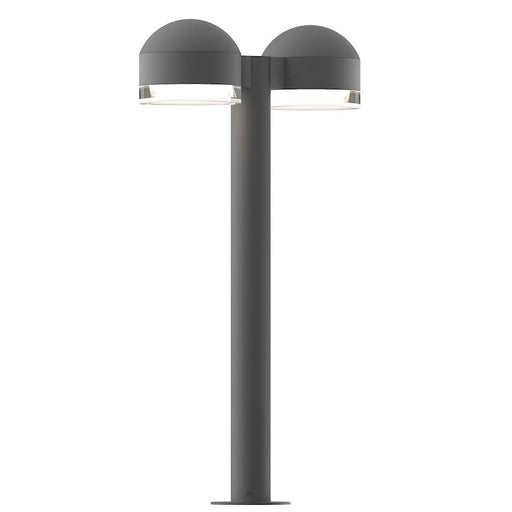 Sonneman Reals 2-Lt 23" LED Double Bollard, GY/CLR Cylinder - 7307-DC-FH-74-WL