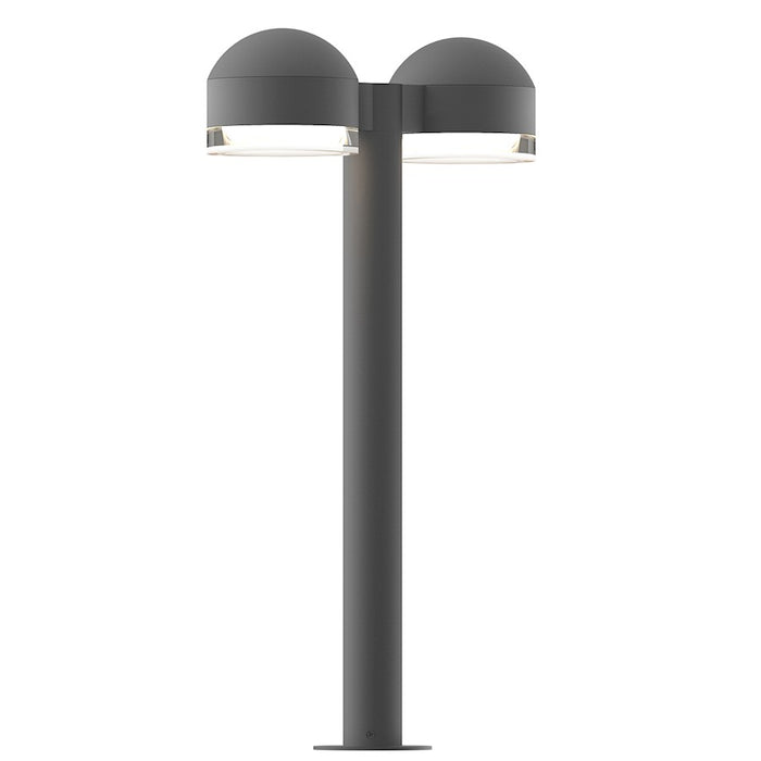 Sonneman Reals 2-Lt 23" LED Double Bollard, GY/CLR Cylinder - 7307-DC-FH-74-WL