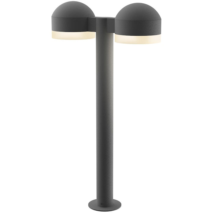 Sonneman Reals 2-Lt 23" LED Double Bollard, GY/WH Cylinder - 7307-DC-FW-74-WL
