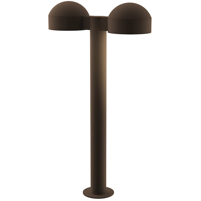 Sonneman Reals 2-Lt 23" LED Dbl Bollard, BZ/Dome Caps/Plate - 7307-DC-PL-72-WL