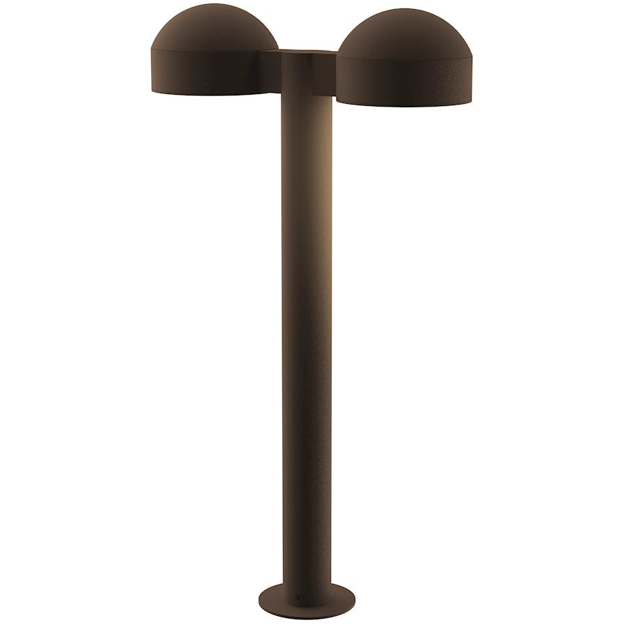 Sonneman Reals 2-Lt 23" LED Dbl Bollard, BZ/Dome Caps/Plate - 7307-DC-PL-72-WL