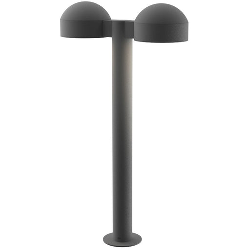 Sonneman Reals 2-Lt 23" LED Dbl Bollard, GY/Dome Caps/Plate - 7307-DC-PL-74-WL