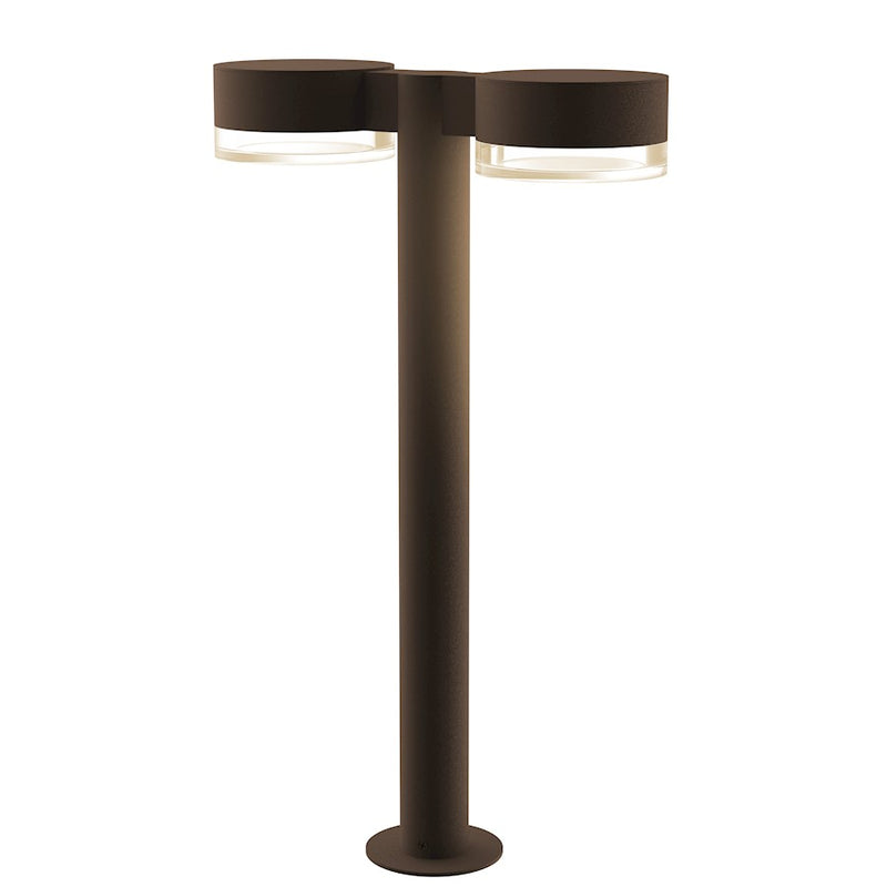 Sonneman Reals 2-Lt 22" LED Double Bollard, BZ/CLR Cylinder - 7307-PC-FH-72-WL