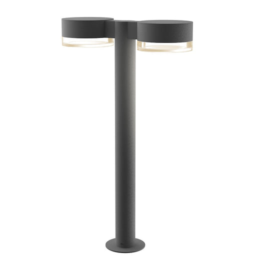 Sonneman Reals 2-Lt 22" LED Double Bollard, GY/CLR Cylinder - 7307-PC-FH-74-WL