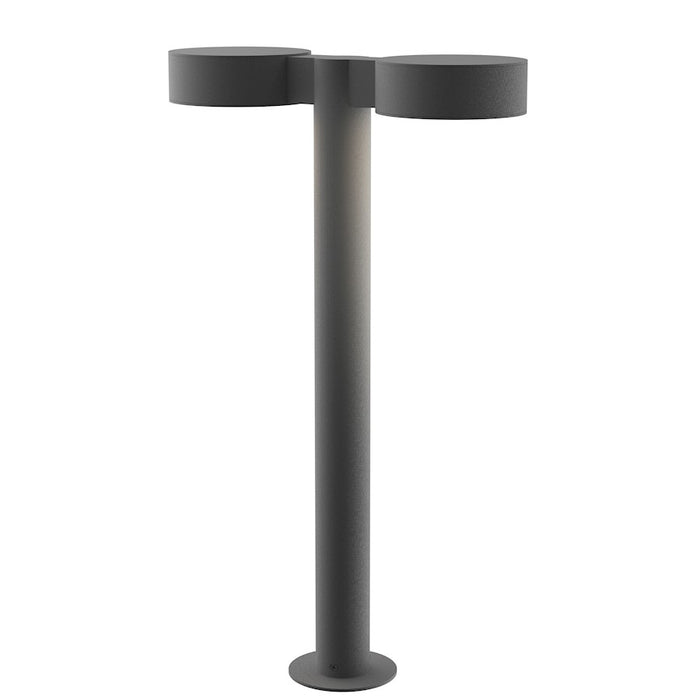 Sonneman Reals 2 Light 22" LED Double Bollard, Gray/Plate - 7307-PC-PL-74-WL